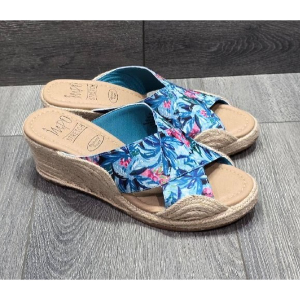 Impo Espadrille Wedge Y2K Sandals shoes flowers Blue 8M S000132